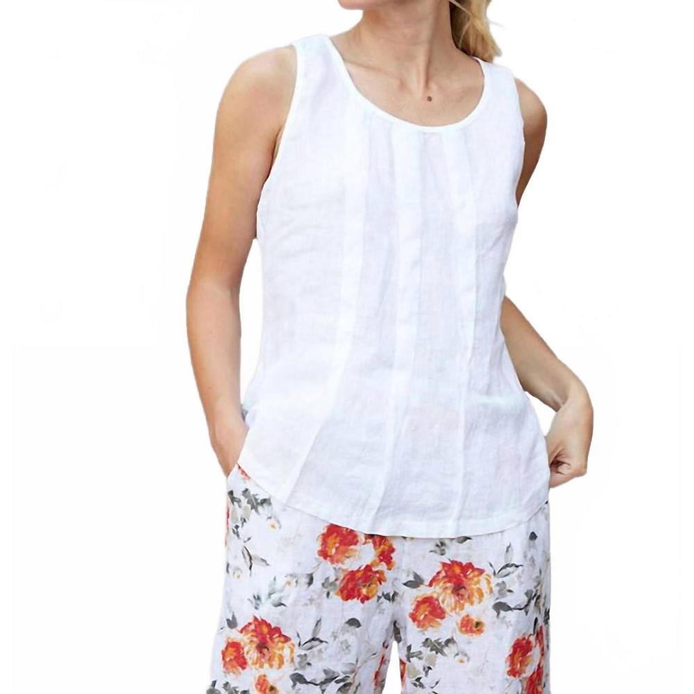 NEW INIZIO ally linen tank top in white